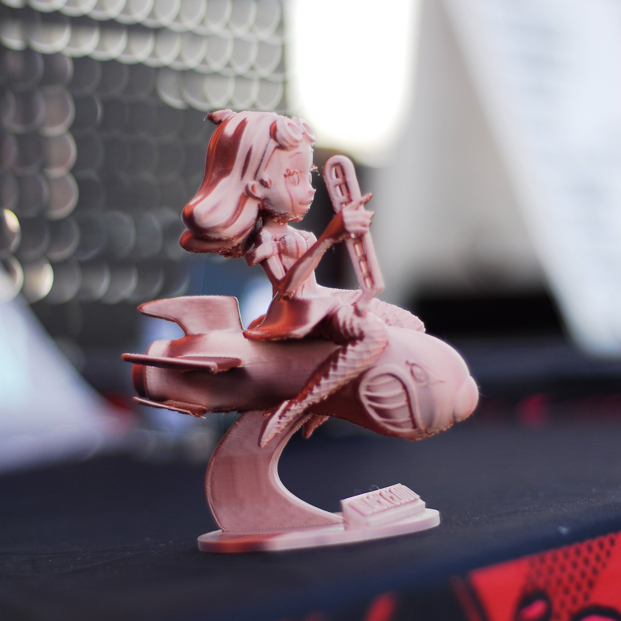 Black Cloud Chibi Miss Chief Drift Missile rose pink acrylic figurine.