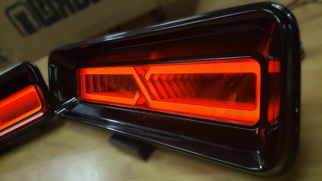 1967-1968 Chevy Camaro Vengeance LED Infinity Tail Lights - Black Bezel