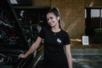Black short-sleeve unisex T-shirt with Miss Chief design on back and Black Cloud Japanese Katakana design on front