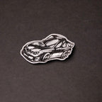 silver and black chibi Subaru WRX acrylic lapel car pin