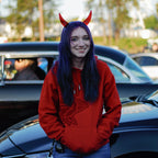 Black Cloud Devil Horns Headband and Turbo Rose Hoodie