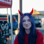 Black Cloud Devil Horns Headband and Turbo Rose Hoodie