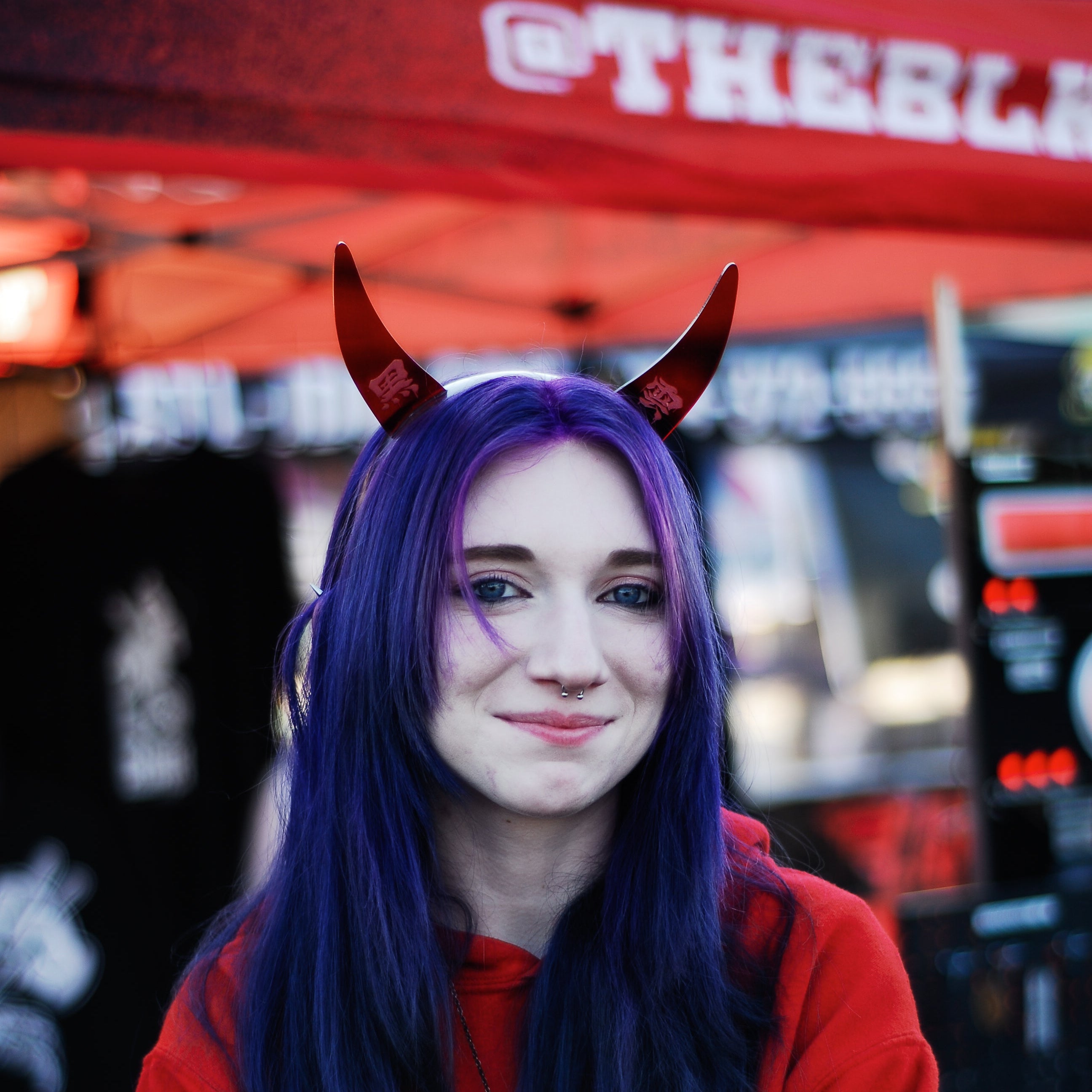 Black Cloud Devil Horns Headband and Turbo Rose Hoodie
