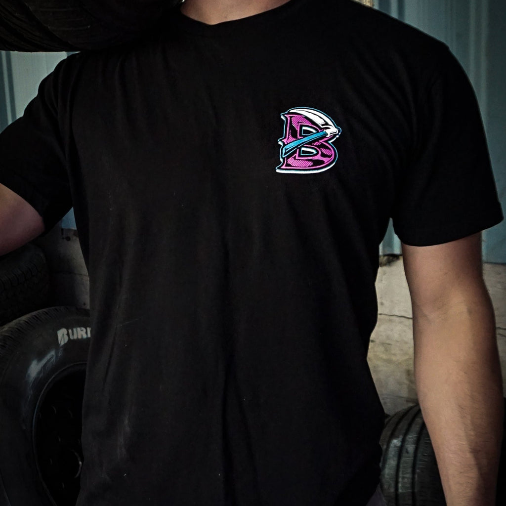 Ramen Champ T-shirt - front scythe chest emblem design