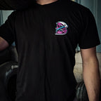Ramen Champ T-shirt - front scythe chest emblem design