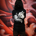 Black cotton unisex short-sleeved T-shirt with conquering the Tail of the Dragon design in white on the back.