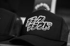 Black Cloud Japanese Katakana in white vinyl on black snapback hat.