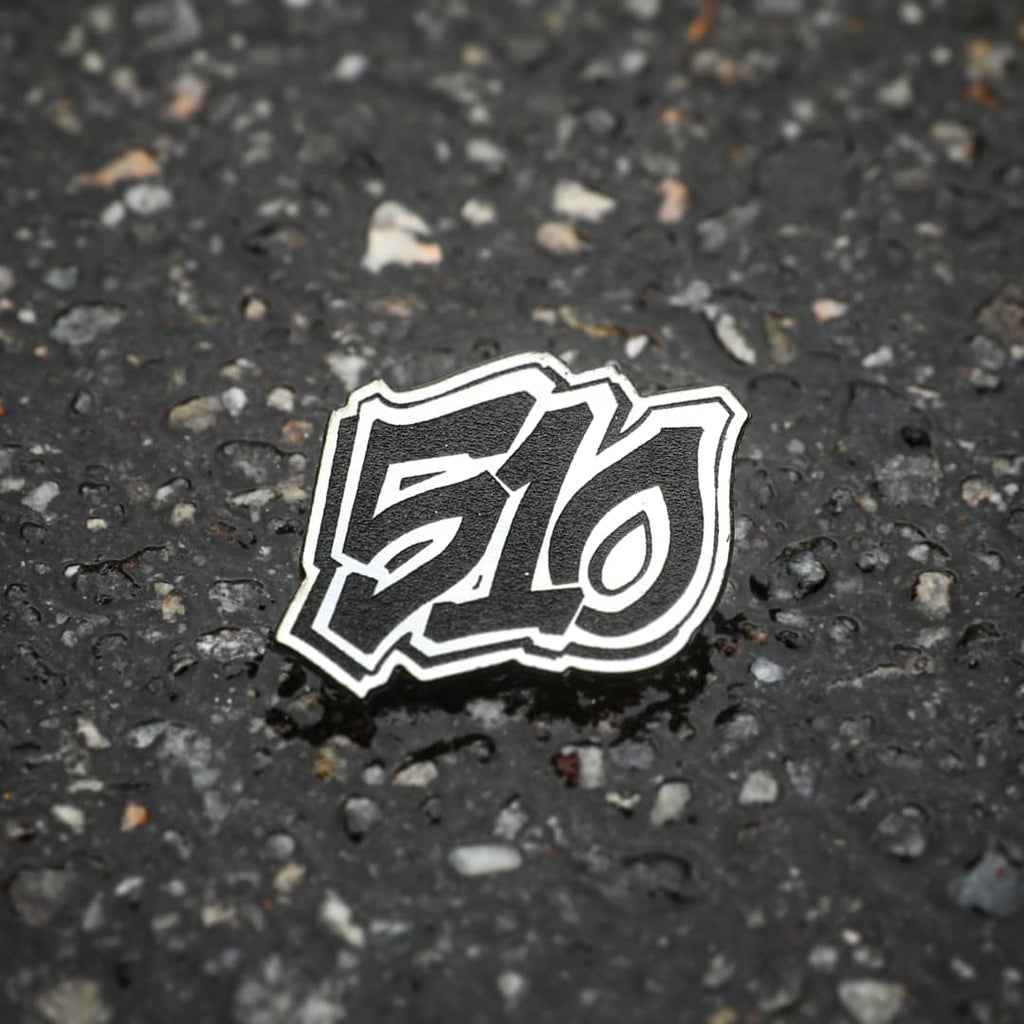 silver 510 acrylic lapel pin