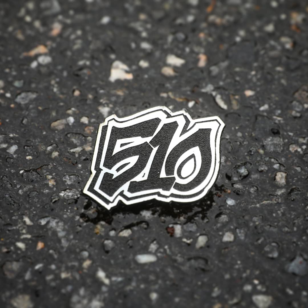 silver 510 acrylic lapel pin