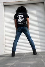 Black cotton T-shirt with Grim Reaper Do or Die design on back in white ink.