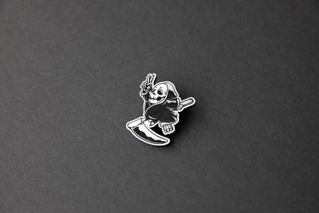 chibi reaper silver lapel pin