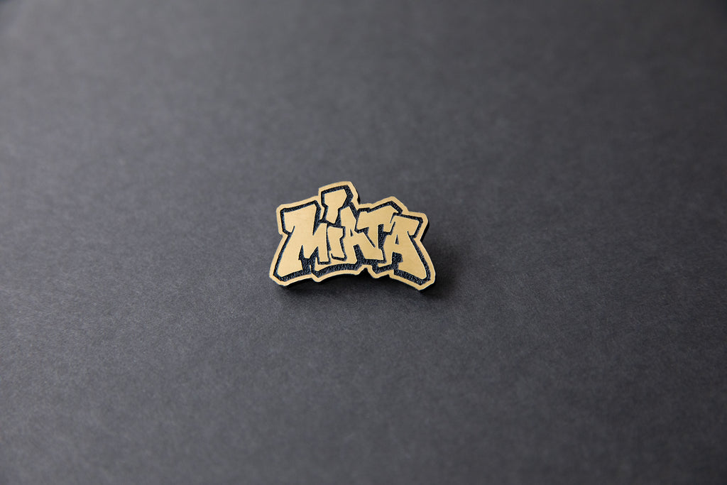 gold Miata acrylic lapel pin