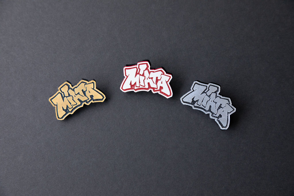 gold, red or silver Miata acrylic lapel pins
