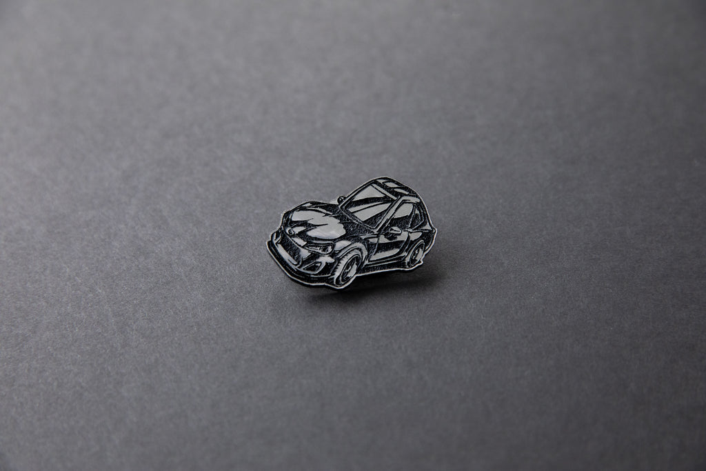 silver chibi Scion FR-S acrylic car lapel pin