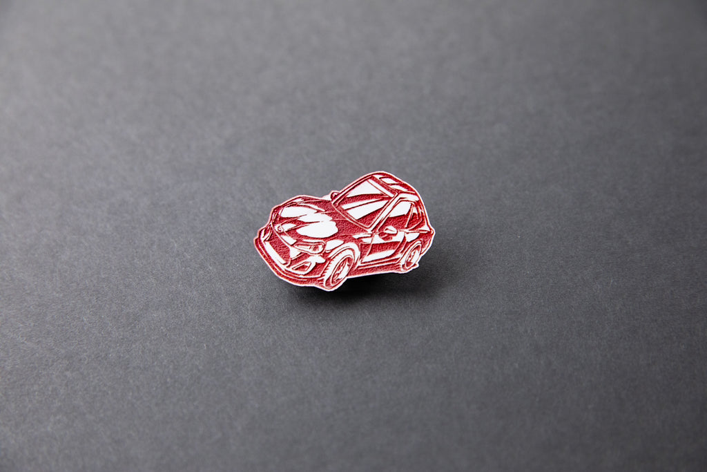 red chibi Scion FR-S acrylic car lapel pin
