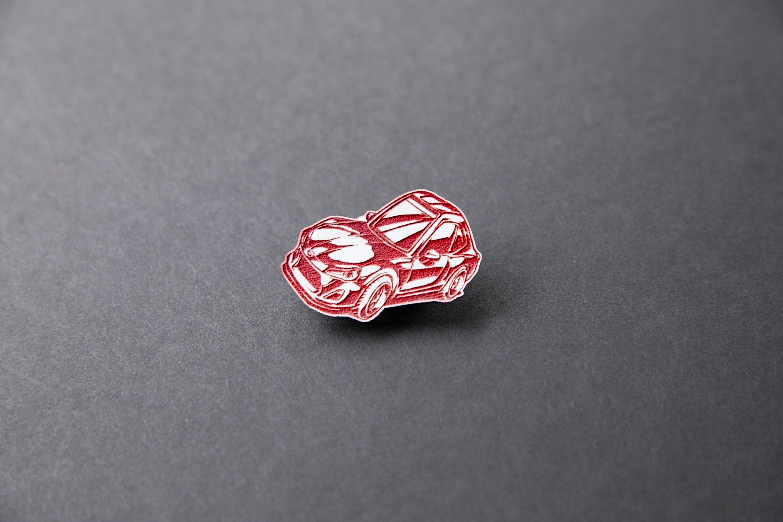 red chibi Scion FR-S acrylic car lapel pin