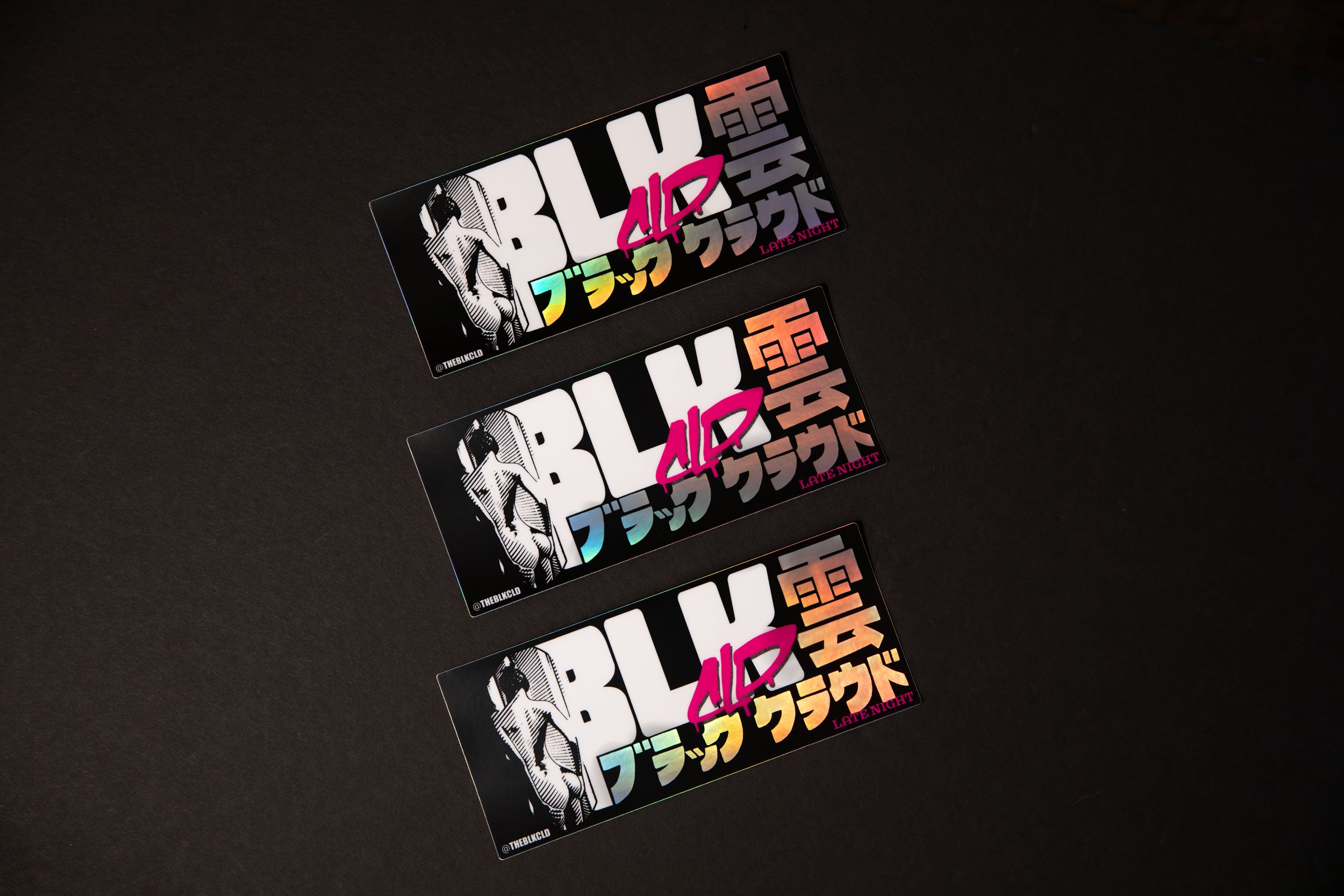 3 Vinyl holographic Late Night stickers