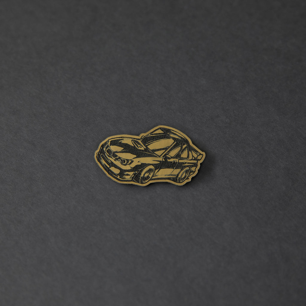 black and gold chibi Subaru WRX acrylic lapel car pin