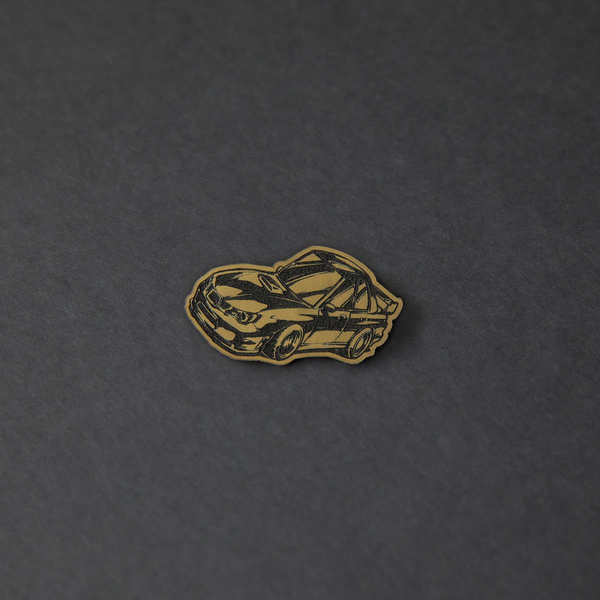 black and gold chibi Subaru WRX acrylic lapel car pin