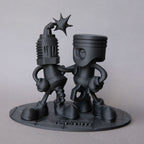 Black Cloud Chibi Piston and Spark Plug black acrylic figurine.
