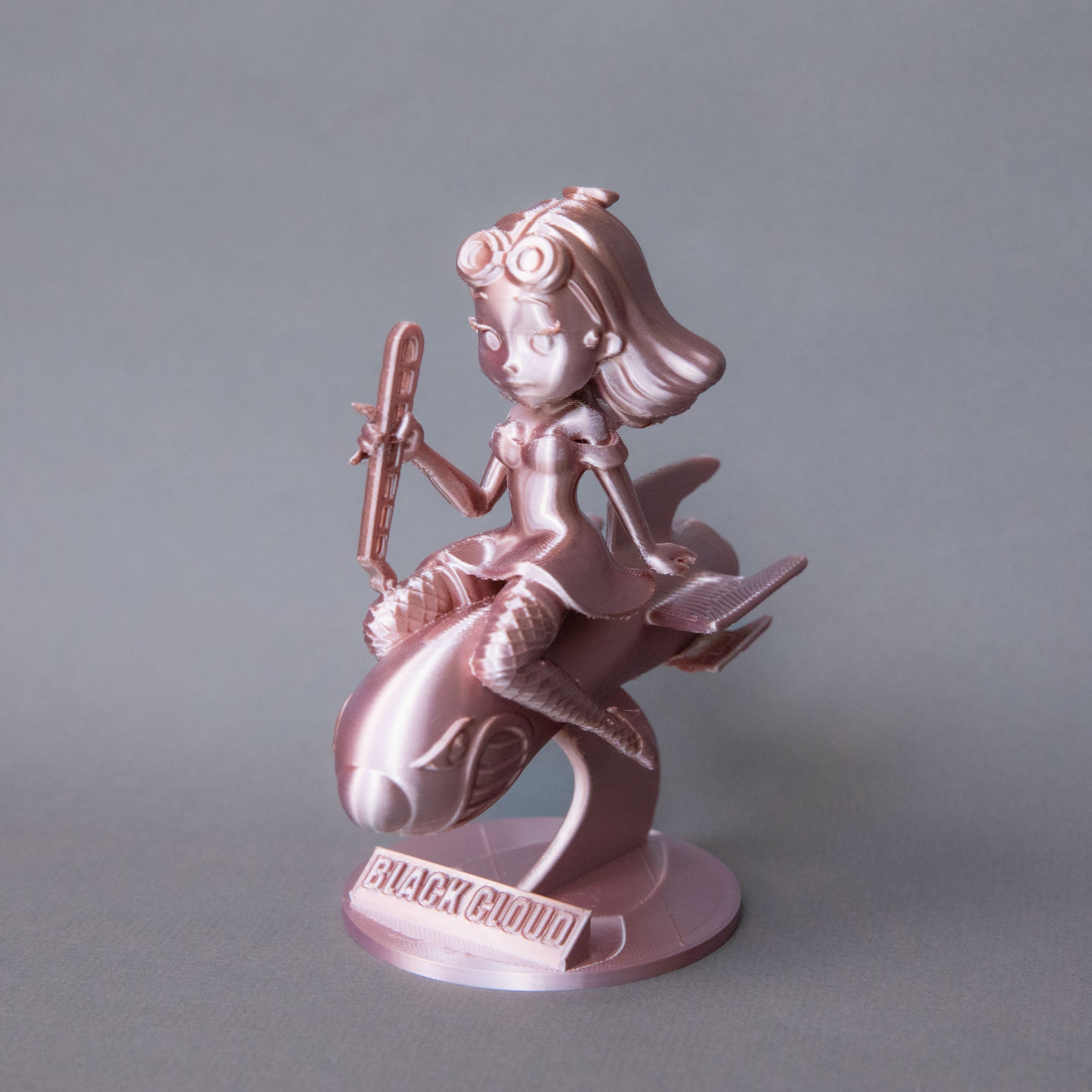 Black Cloud Chibi Miss Chief Drift Missile rose pink acrylic figurine.