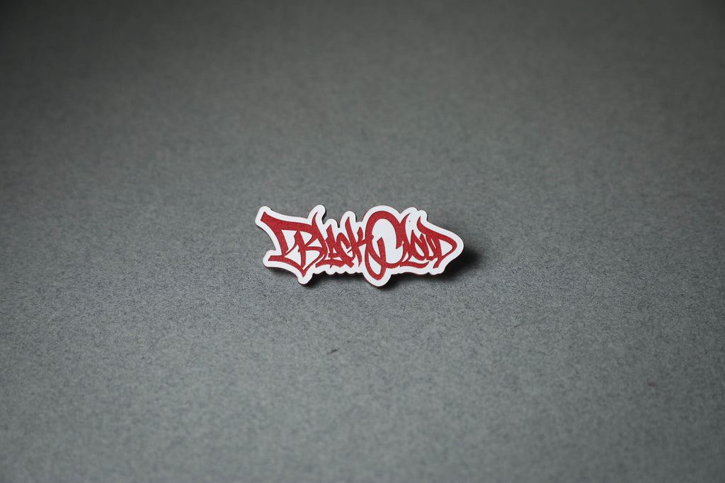 Black Cloud graffiti tag red acrylic lapel pin
