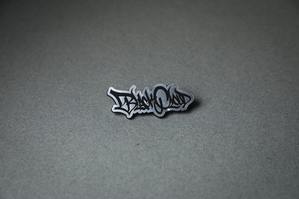 Black Cloud graffiti tag silver acrylic lapel pin