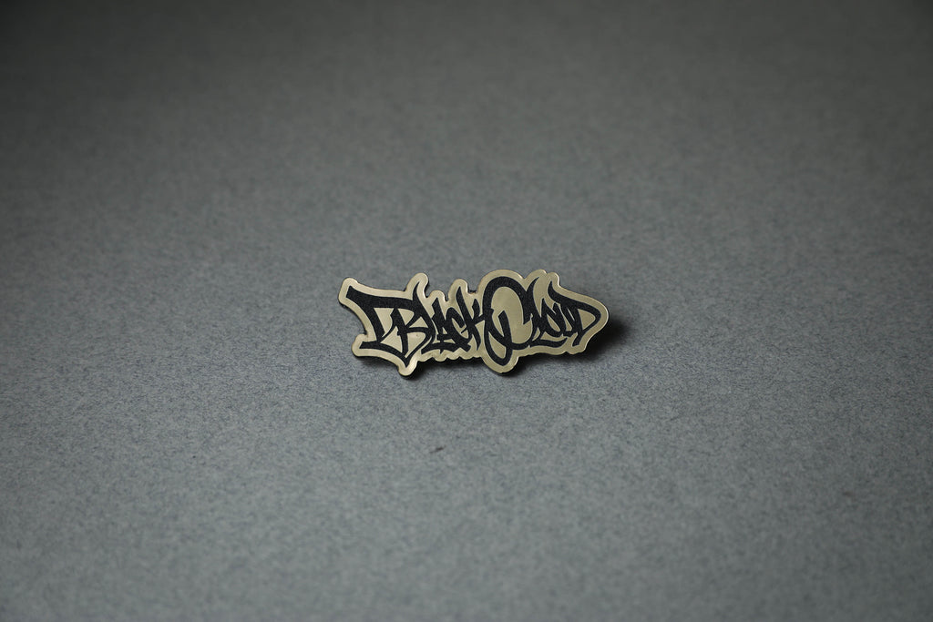 Black Cloud graffiti tag gold acrylic lapel pin