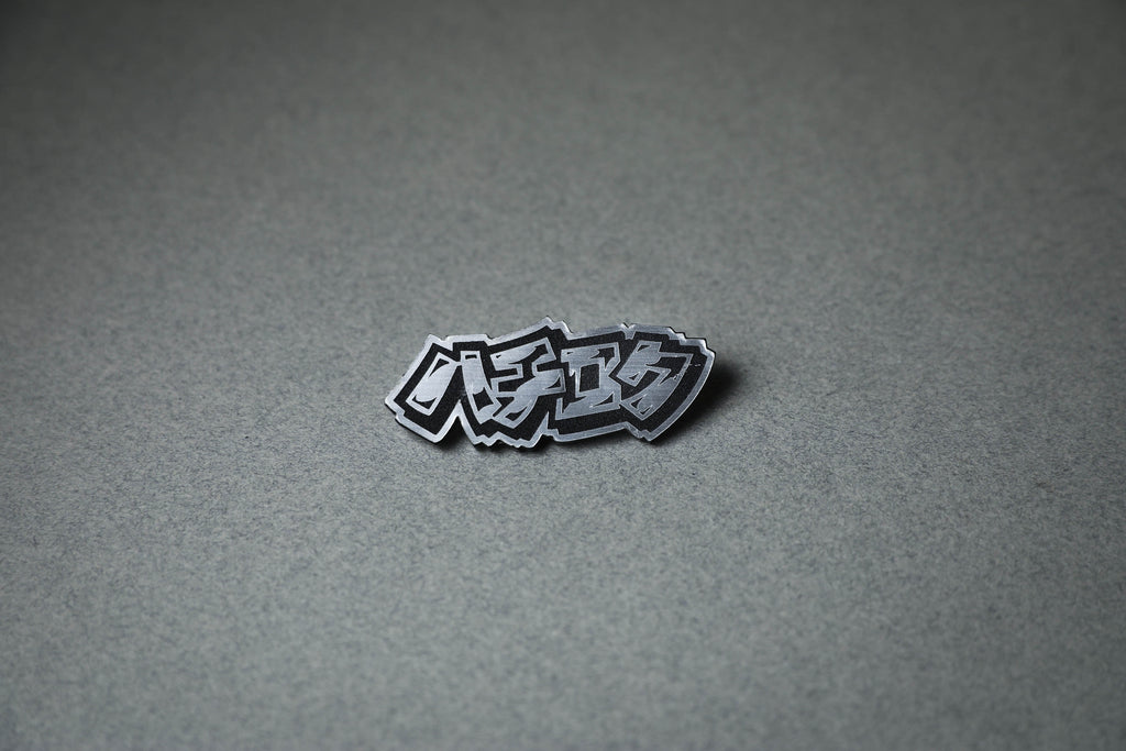 silver AE86 Japanese Katakana acrylic lapel pin