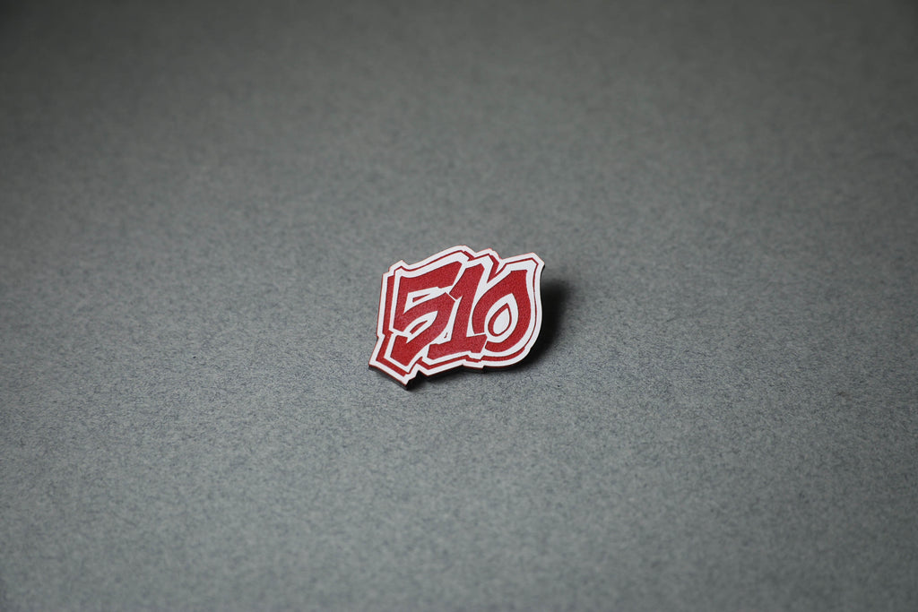 red 510 acrylic lapel pin