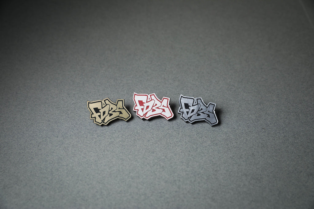 FD3S acrylic lapel pins in gold, red or silver