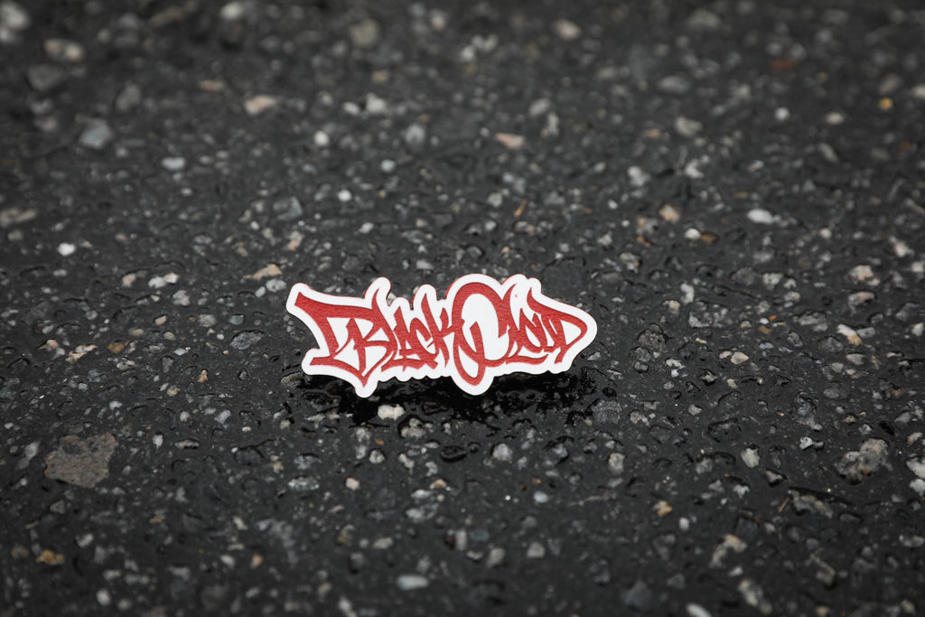 Black Cloud graffiti tag red acrylic lapel pin