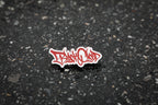 Black Cloud graffiti tag red acrylic lapel pin
