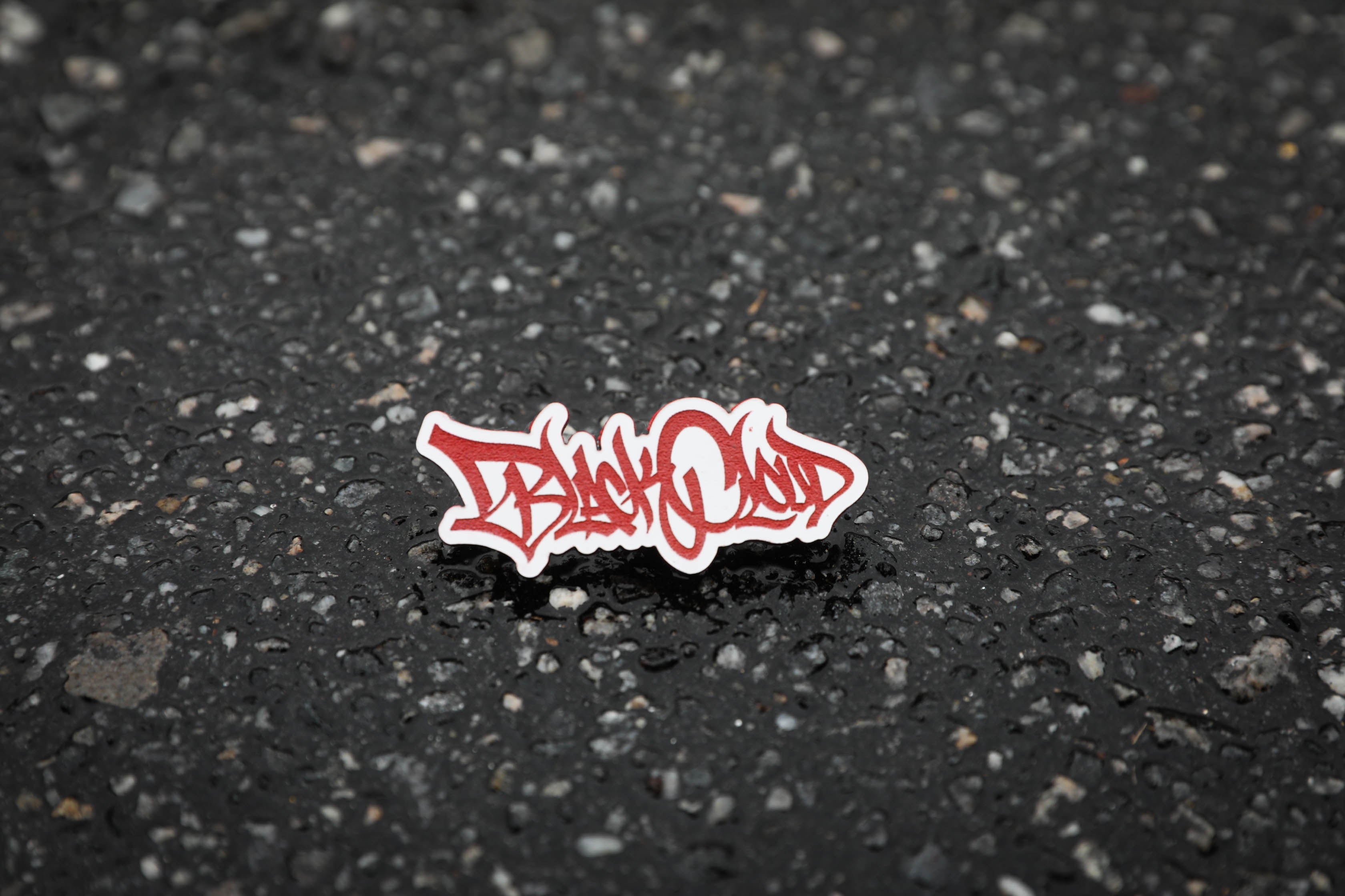 Black Cloud graffiti tag red acrylic lapel pin