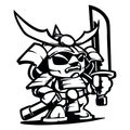 Black Cloud Chibi Kai Oni (samurai) mascot sticker