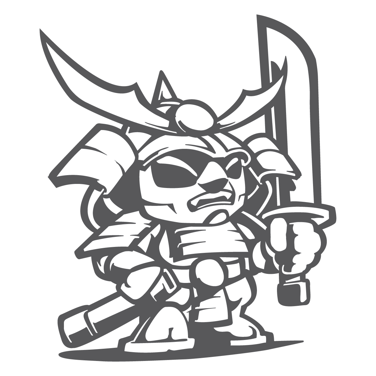 Black Cloud Chibi Kai Oni (samurai) mascot sticker
