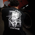 Black and white cotton unisex Street Dreams screen printed T-shirt back