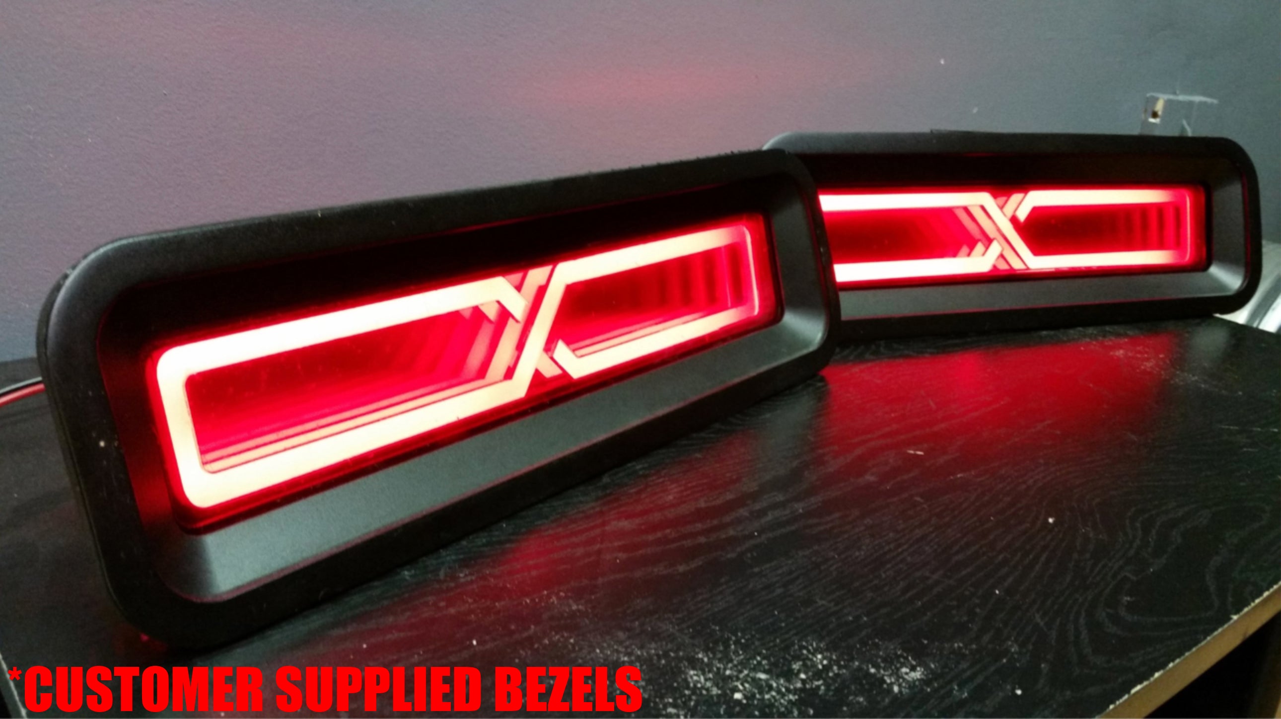 1967-1968 Chevy Camaro Vengeance LED Infinity Tail Lights customer supplied bezels