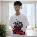 white unisex cotton Kai Oni Dash T-shirt with Black Cloud devil horns